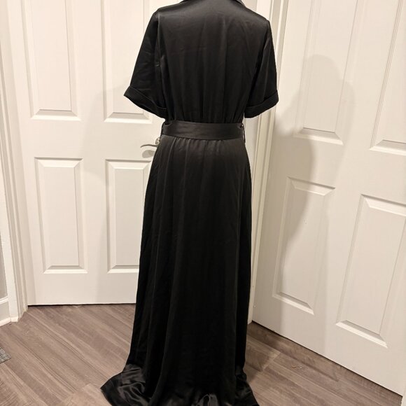 STAUD Millie Satin Belted Maxi Shirtdress NWT - Picture 2 of 8